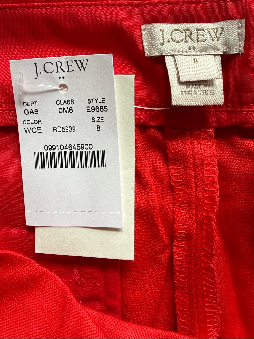 J. Crew Bright Red Scallop-Hem High Waist Shorts - Picture 7 of 8